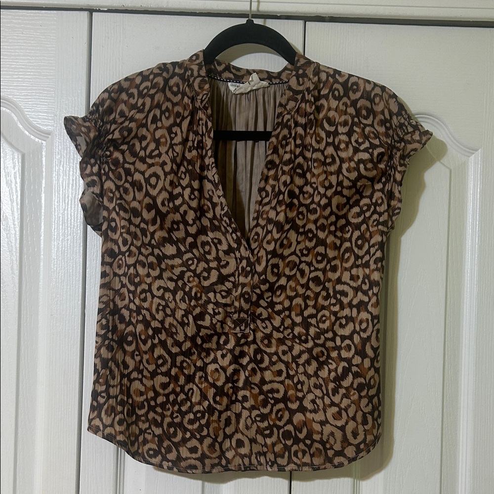 Anthropologie Brown Leopard Print Blouse